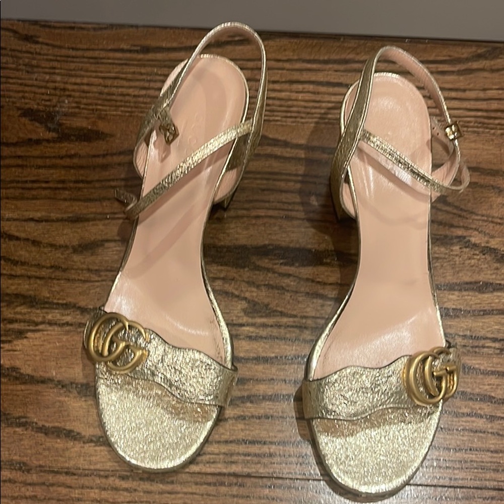 Gucci Marmont Block Sandal Metallic